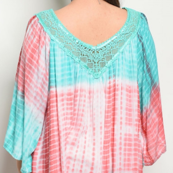 MINT CORAL TIE DYE DRESS - Picture 3 of 3